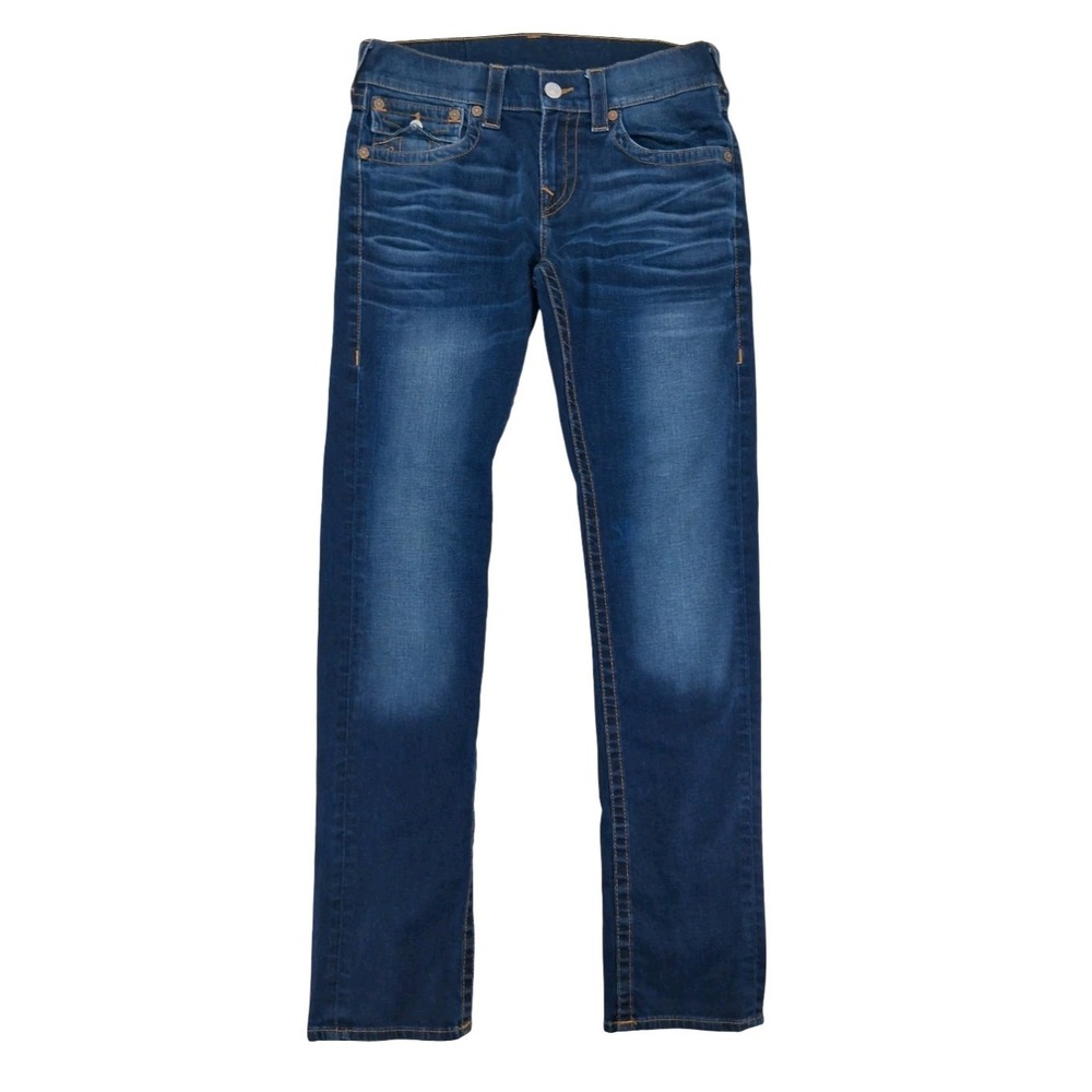 True Religion Jeans Womens 30 Blue Wash Low Rise Skinny Stretch Distressed Denim